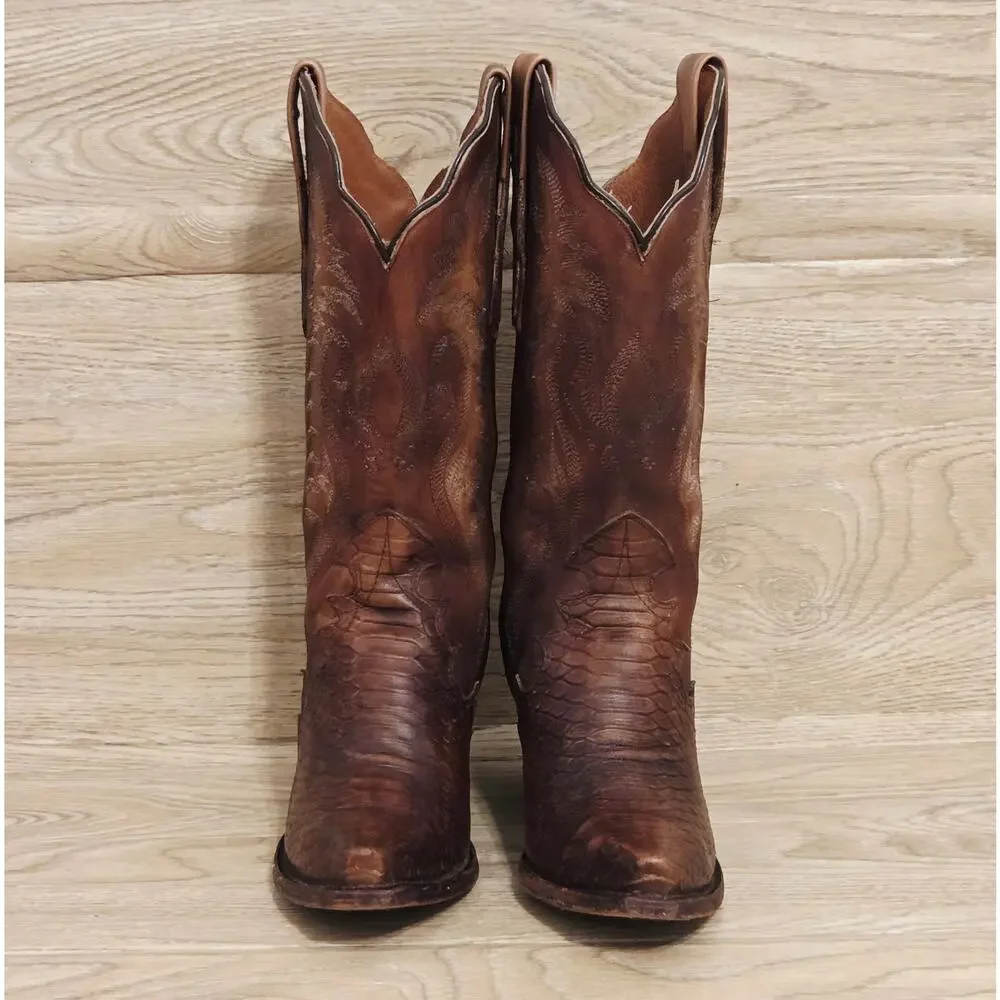 Dan Post Womens Lauryn Western Boots Snip Toe Size 8 M Python Print Leather 3784 - Picture 2 of 11